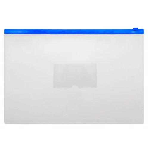 Папка-конверт на молнии БЮРОКРАТ А4+, 150 мкм, синяя