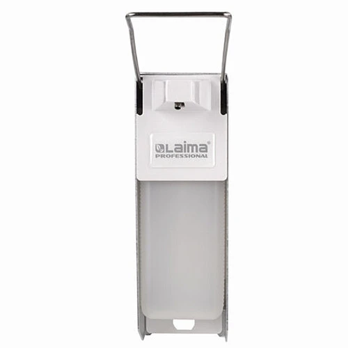 Диспенсер алюминиевый для жидкого мыла "Laima Pro", 1л, локтевой привод, наливной, белый