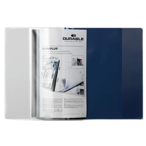 Папка-скоросшиватель Durable А4+, 160 мкм, лицевой карман, голубая
