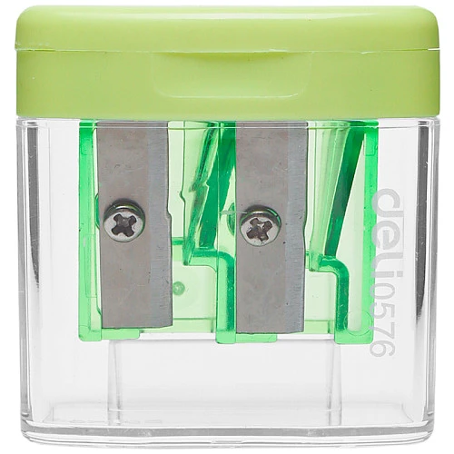 Точилка пластиковая DELI "Comiko" 2 отверстия, контейнер, ассорти