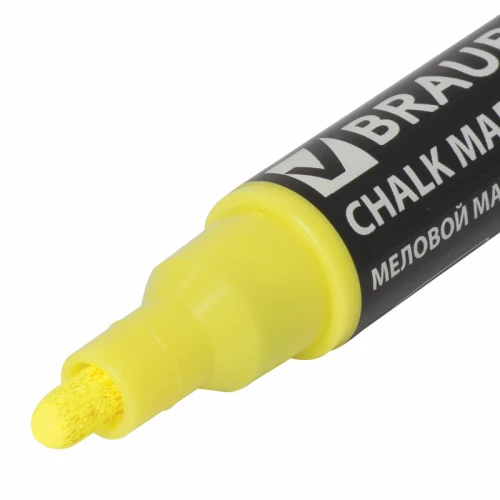 Маркер меловой BRAUBERG "POP-ART" сухостираемый, 5 мм, желтый