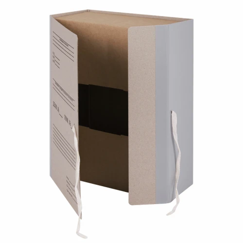 Папка архивная STAFF А4, с завязками, 120 мм, серый, до 1000 листов