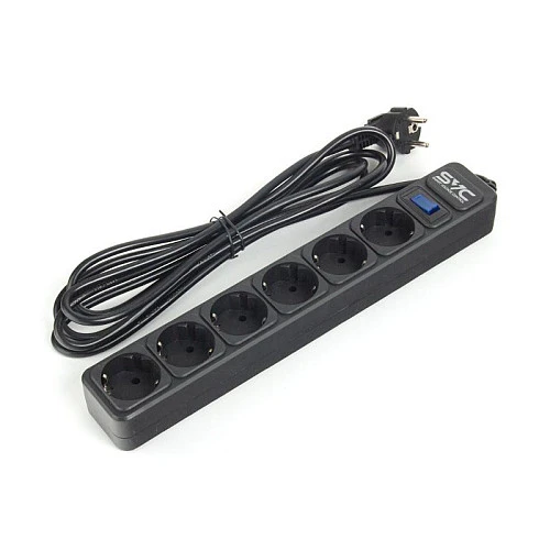 Сетевой фильтр SVC ZC6S-30M 6 розеток, 3 м, черный