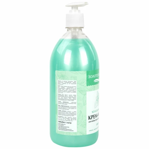Мыло-крем жидкое ЗОЛОТОЙ ИДЕАЛ "Холодная мята" антибактериальный, 1 л
