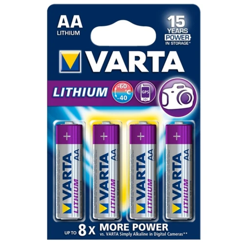 Батарейки VARTA Lithium АА (LR6) литиевые, 4 шт. в блистере