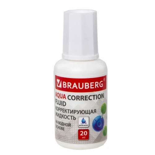 Корректирующая жидкость BRAUBERG на водной основе, 20 мл