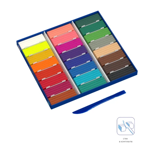 Пластилин Гамма "Классический" 24 цвета, 480 гр, со стеком