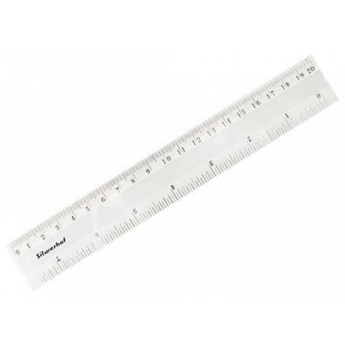 Линейка SILWERHOF 20 см прозрачная в индивидуальной упаковке