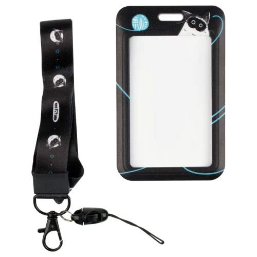 Бейдж вертикальный MESHU "Fancy Cat" 110*70 мм, лента с карабином, 2D печать