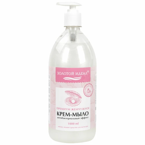 Мыло-крем жидкое ЗОЛОТОЙ ИДЕАЛ "Премиум жемчужное" антибактериальный, 1 л