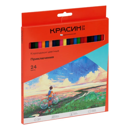 Карандаши цветные Красин "Приключения" шестигранные, 24 цвета