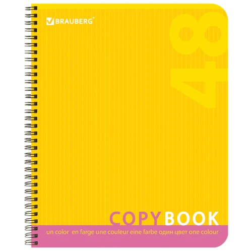 Тетрадь BRAUBERG "Однотонная" А5, на гребне, в клетку, 48 листов, ассорти