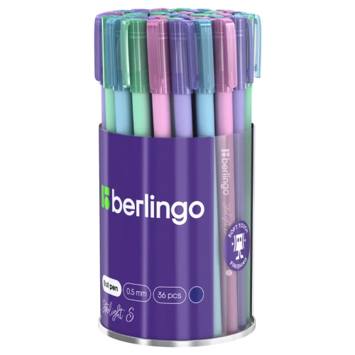 Ручка шариковая Berlingo "Starlight S" 0.5 мм, корпус ассорти, синяя