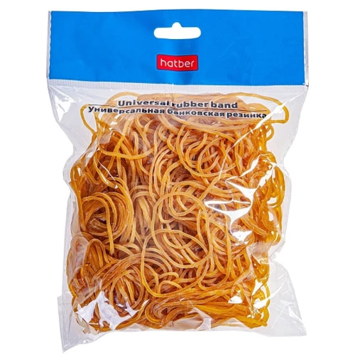 Резинки банковские Hatber, 60 мм, каучук, желтые, 200 гр