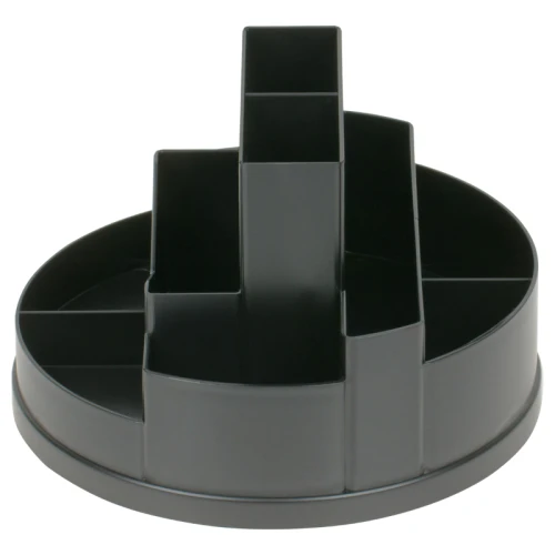 Настольная подставка СТАММ "Сити", 10 отделений, вращающаяся, черная