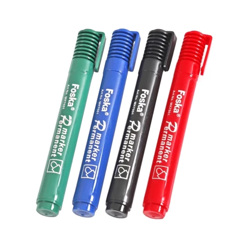 Набор перманентных маркеров Foska пулевидный, 1.5-2.5 мм, ассорти, 4 цвета