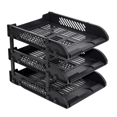 Лоток горизонтальный DELI 3 отделения, черный