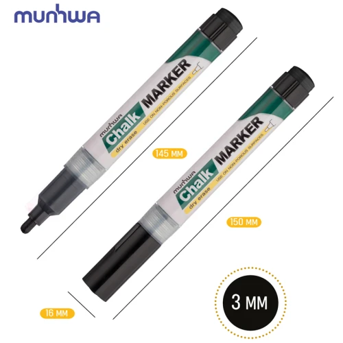 Маркер меловой MunHwa "Chalk Marker" круглый, 3 мм, черный