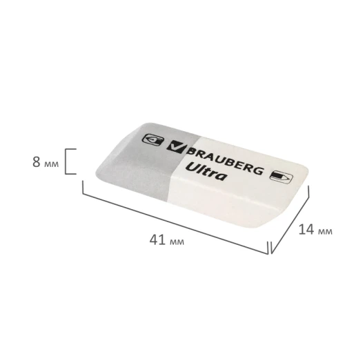 Ластик BRAUBERG "Ultra" скошенный, натуральный каучук, серо-белый