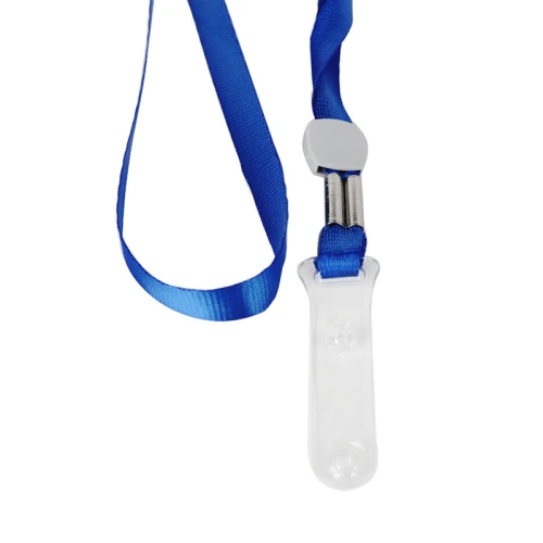 Лента для бейджей DELI, 48.5 см, силиконовый зажим на кнопке, синяя