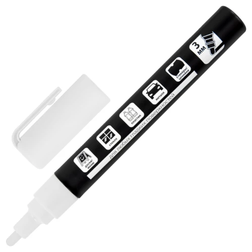 Набор меловых маркеров BRAUBERG "CHALK" стираемый, 3 мм, белые, 5 шт. + стикеры