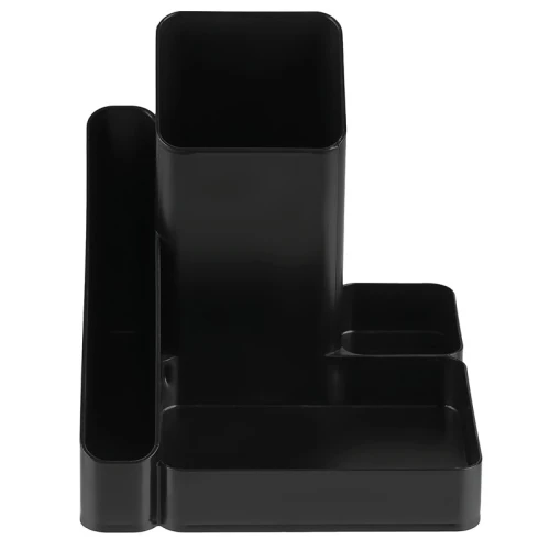 Настольная подставка СТАММ "Имидж", 4 отделений, пластик, черная