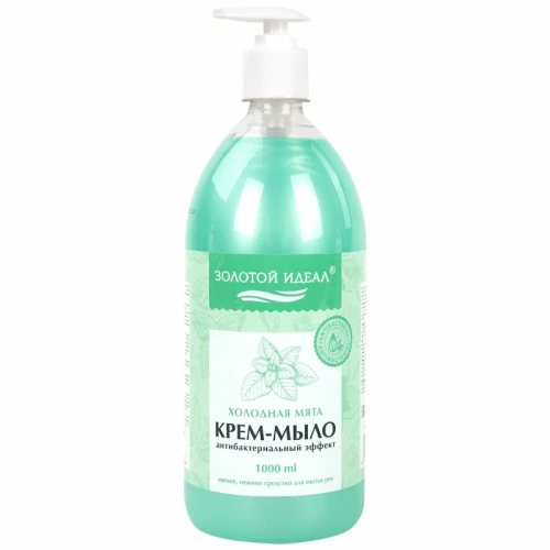 Мыло-крем жидкое ЗОЛОТОЙ ИДЕАЛ "Холодная мята" антибактериальный, 1 л