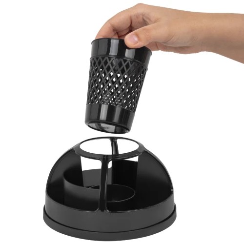 Настольная подставка STAFF, 9 отделений, вращающаяся, черная