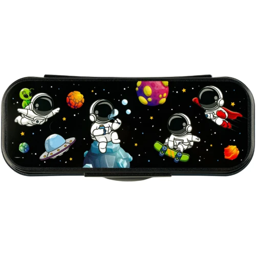 Пенал-футляр СТАММ "Космонавты" 215*90*43 мм, пластик, черный