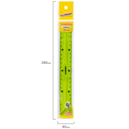 Линейка ЮНЛАНДИЯ "FLEX" 20 см, пластик, гибкий, тонированная, зеленая