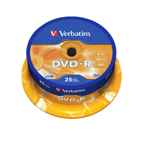 Диск DVD-R Verbatim 4.7 GB, 16х, незаписанный, 25 шт.