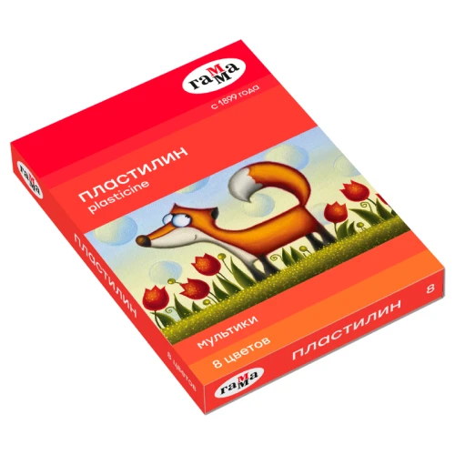 Пластилин Гамма "Мультики" 8 цветов, 160 гр, со стеком