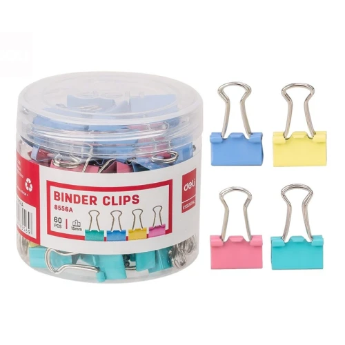 Зажим для бумаг DELI 15 мм, цветные, 60 шт.