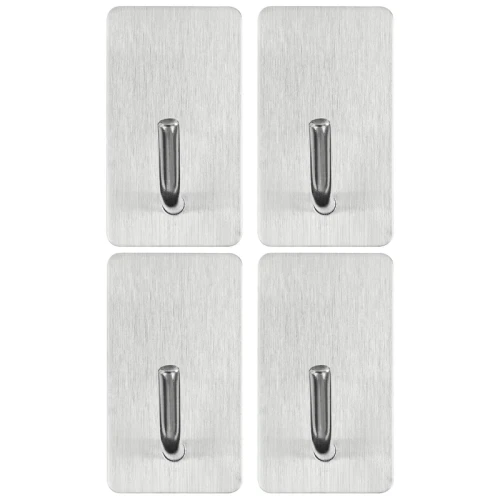 Крючки самоклеящиеся LAIMA 2,5*4,5 см, нержавеющая сталь, серебристые, 4 шт