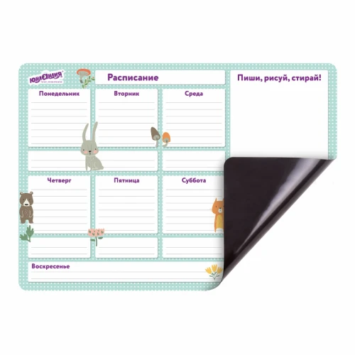 Планинг на холодильник магнитный ЮНЛАНДИЯ "Расписание" 42*30 см, с маркером и салфеткой
