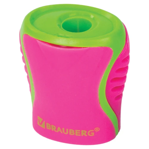 Точилка пластиковая BRAUBERG 1 отверстие, контейнер, ассорти