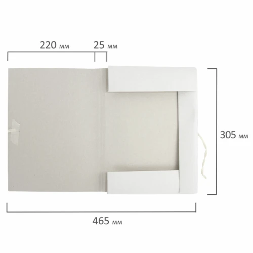 Папка с завязками BRAUBERG картон немелованный, 300 г/м2, белый, до 200 листов