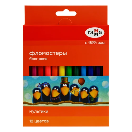 Фломастеры Гамма "Мультики" смываемые, 12 цветов