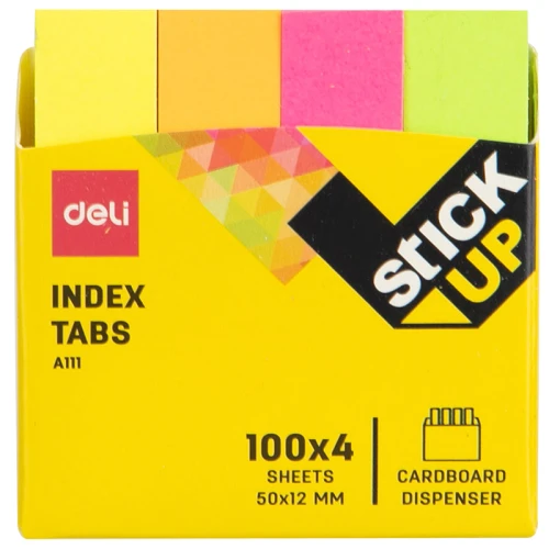Закладки самоклеящиеся DELI бумага, НЕОН, 50*12 мм, 100 листов