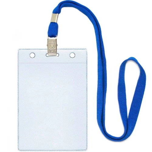 Бейдж вертикальный Shuter 127*87 мм, лента с клипом, прозрачный