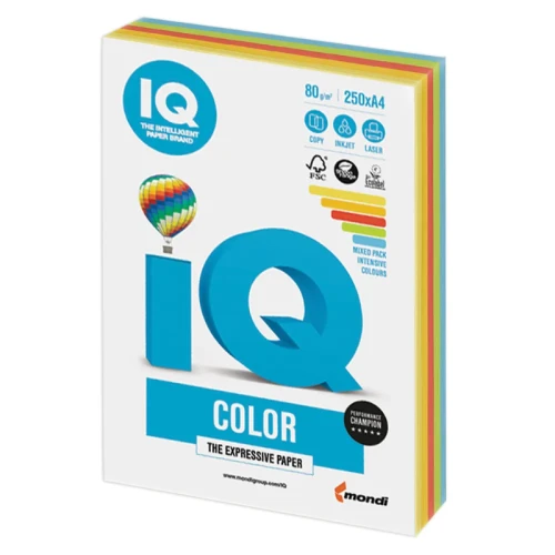 Бумага цветная IQ "Color Mixed-Packs Pale" А4, 80 г/м2, 250 листов, ассорти