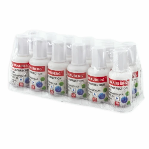 Корректирующая жидкость BRAUBERG на водной основе, 20 мл