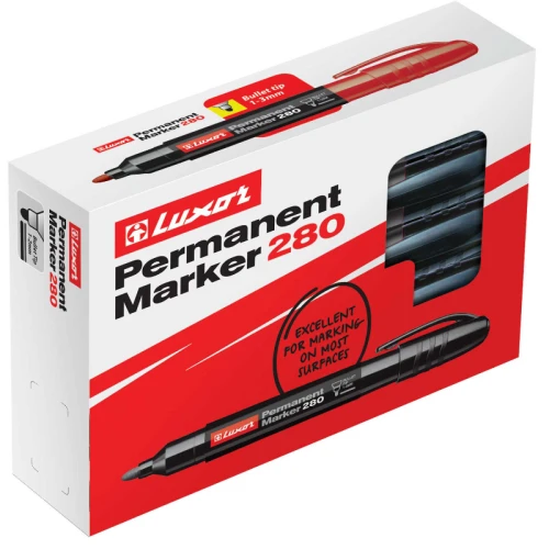 Маркер перманентный LUXOR "280" пулевидный, 1-3 мм, красный