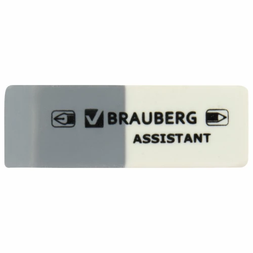 Ластик BRAUBERG "Assistant" скошенный, 41*14*8 мм, серо-белый