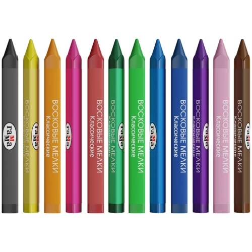 Мелки восковые Гамма "Классические" трехгранные, 12 цветов