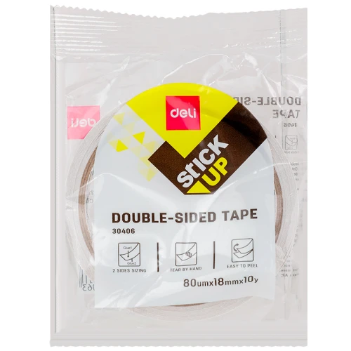 Клейкая лента двусторонняя DELI 18 мм*10 м, полипропиленовая основа