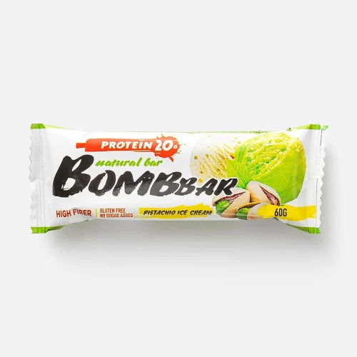Батончик неглазированный "Bombbar" со вкусом фисташковый пломбир 60 гр