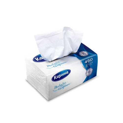 Салфетки бумажные Карина 2-слойные, 15,5*20 см, белые, 225 листов