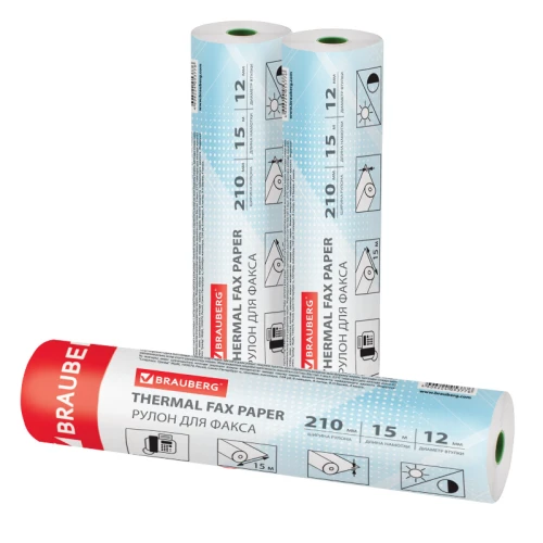 Рулон для факса BRAUBERG 210 мм*15 м