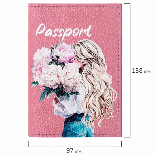 Обложка для паспорта натур. кожа, c принтом, BRG, 238868